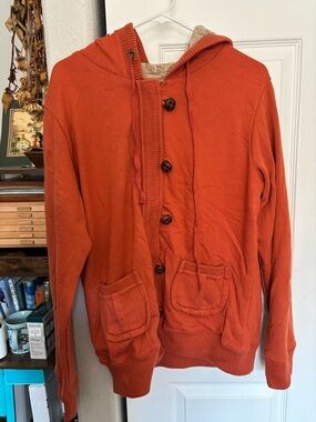 Merona Orange Hooded Button-Front Jacket